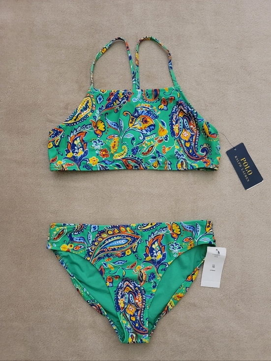 Polo Ralph Lauren Other - Polo Ralph Lauren Green/Blue/Yellow/Orange/White Paisley 2 Pcs Swim Suit Size 16
